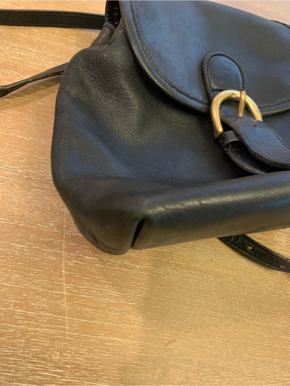 Vintage Coach Black Leather Mini Backpack with Brass-Tone Buckle 4152 - Picture 8 of 11